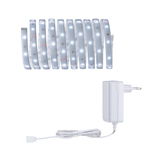 Flexible white LED strip light with power adapter for energy-efficient indoor lighting