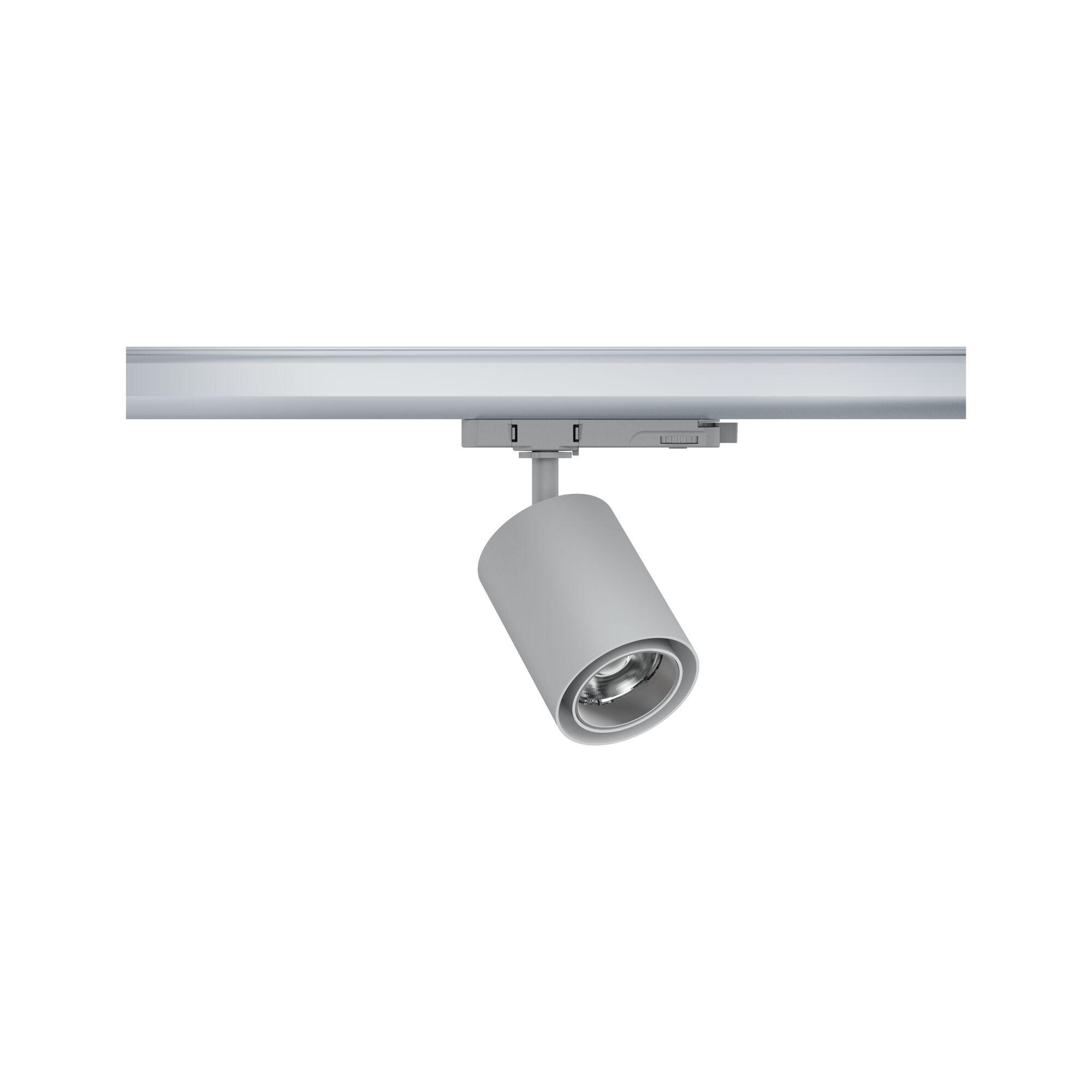 Moderner grauer LED-Strahler aus Metall für Schienensysteme, ideal für Akzentbeleuchtung