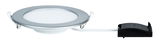 Rundt LED-indbygningspanel i sølvfarvet aluminium med hvid diffuser og sort driver til moderne belysning
