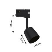 Czarny metalowy reflektor LED o wysokości 157 mm i średnicy 66 mm do nowoczesnego oświetlenia