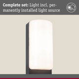 Modern wall light with black metal frame and white glass, includes permanently installed light source