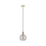 Moderne Pendelleuchte mit klarem Glas und messingfarbenem Metall für stilvolle Innenbeleuchtung