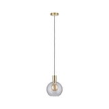 Moderne Pendelleuchte mit klarem Glas und messingfarbenem Metall für stilvolle Innenbeleuchtung