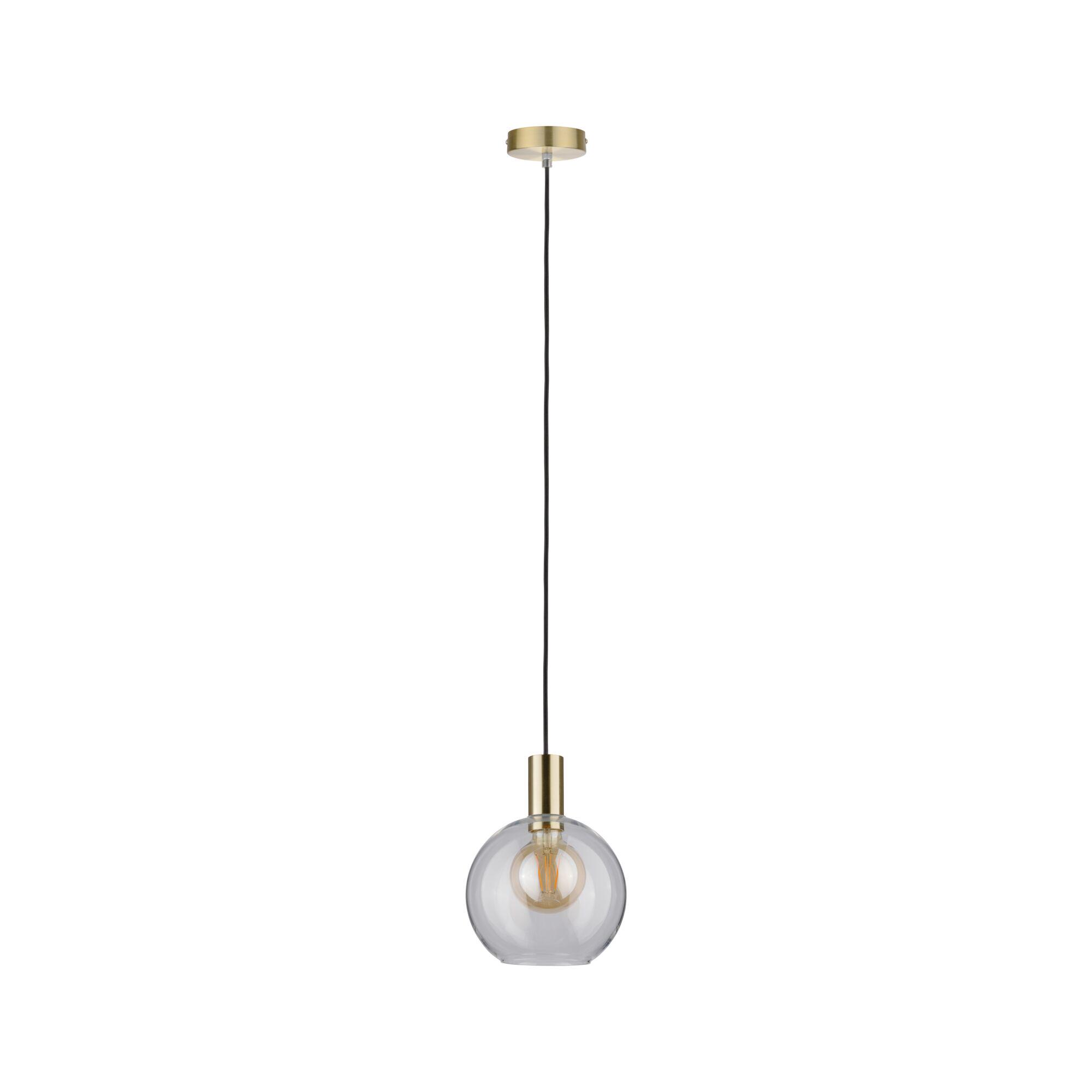 Pendant lamp with clear glass and brass-coloured metal, modern lighting for living spaces