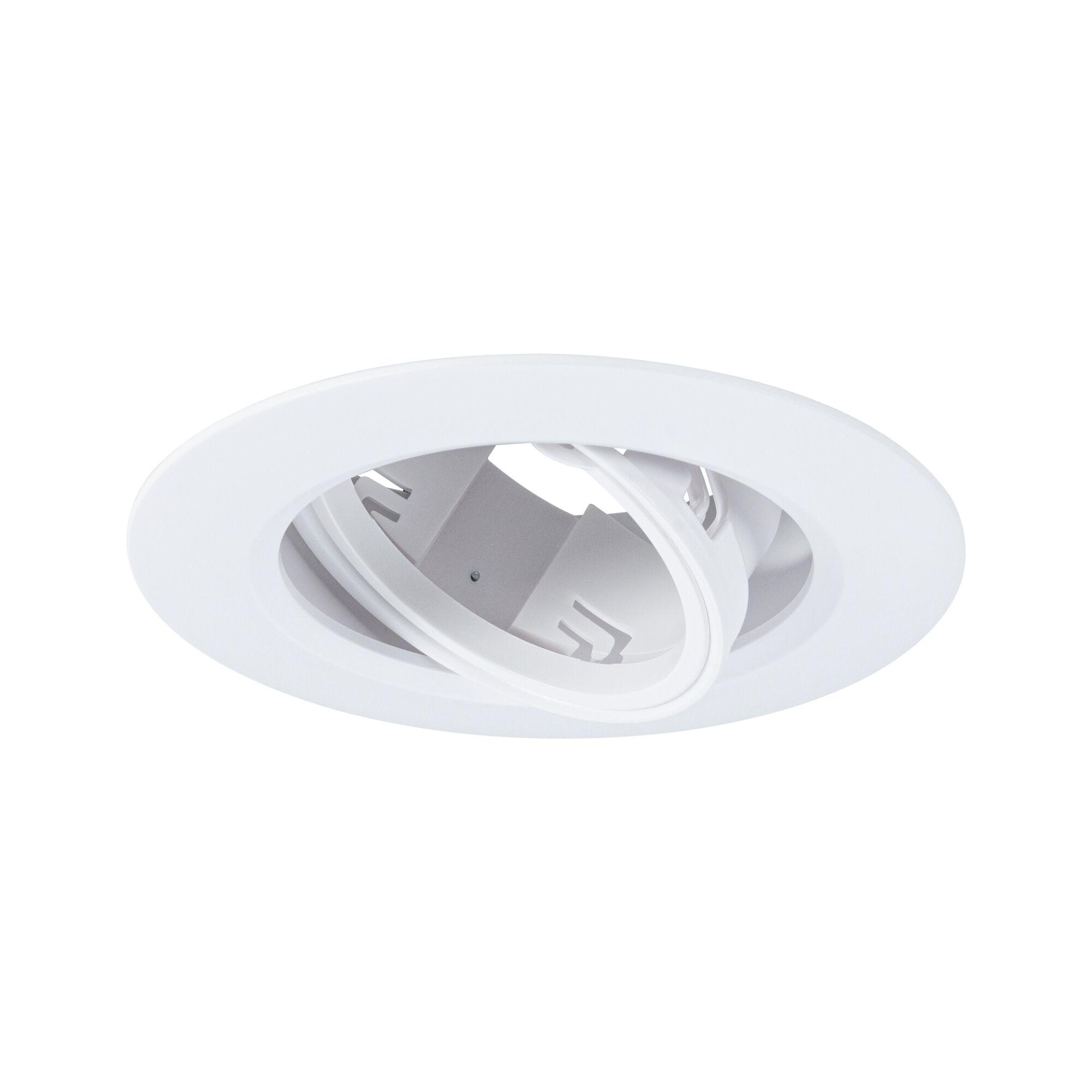 Weißer Einbaustrahler aus Kunststoff mit schwenkbarem Einsatz für flexible LED-Beleuchtung