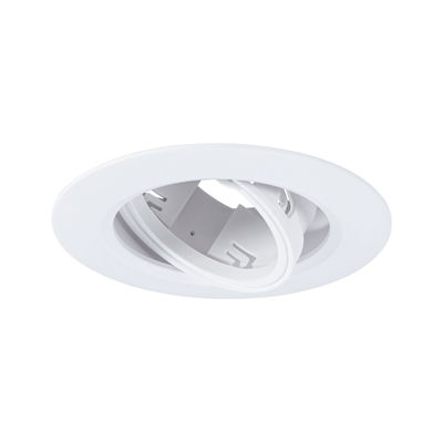 Weißer Einbaustrahler aus Kunststoff mit schwenkbarem Einsatz für flexible LED-Beleuchtung