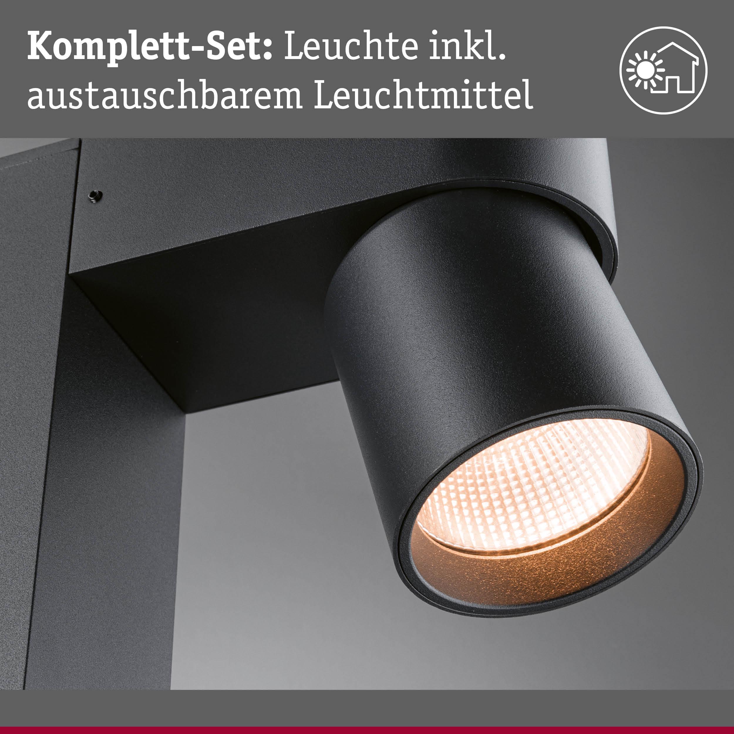 Schwarze LED-Außenwandleuchte aus Metall mit austauschbarem Leuchtmittel für Gartenbeleuchtung