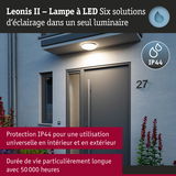 Lampe LED Leonis II blanche avec protection IP44 pour usage intérieur et extérieur, durée de vie de 50000 heures