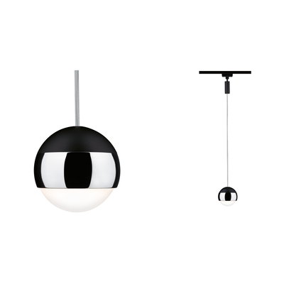 Modern pendant light with black metal and white glass globe for elegant interior lighting