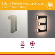 Zonne-energie huisnummer 1 van wit kunststof met LED-verlichting voor energiezuinige buitenverlichting