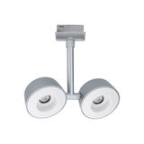 Spot de plafond moderne en métal gris avec deux lampes LED blanches pour éclairage intérieur