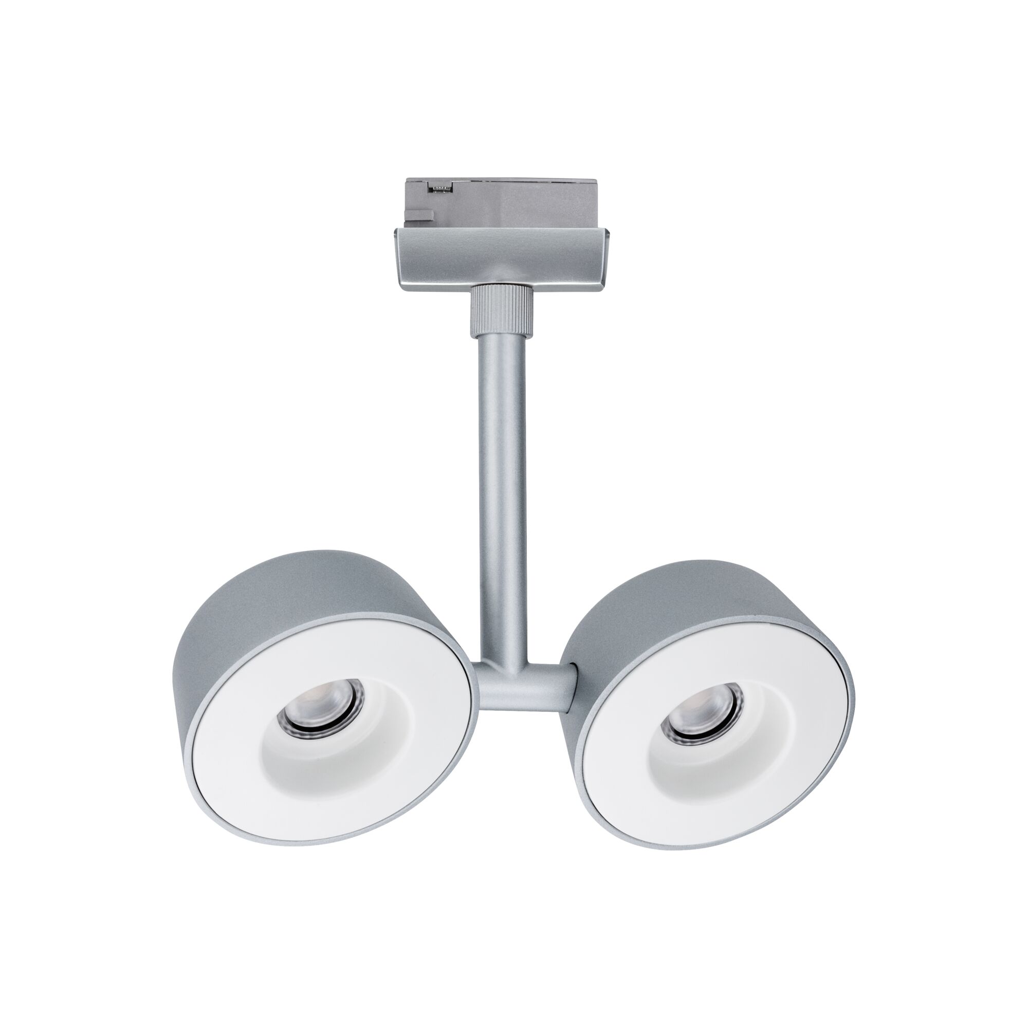 Modern ceiling spotlight in grey metal with two white LED lights for home lighting