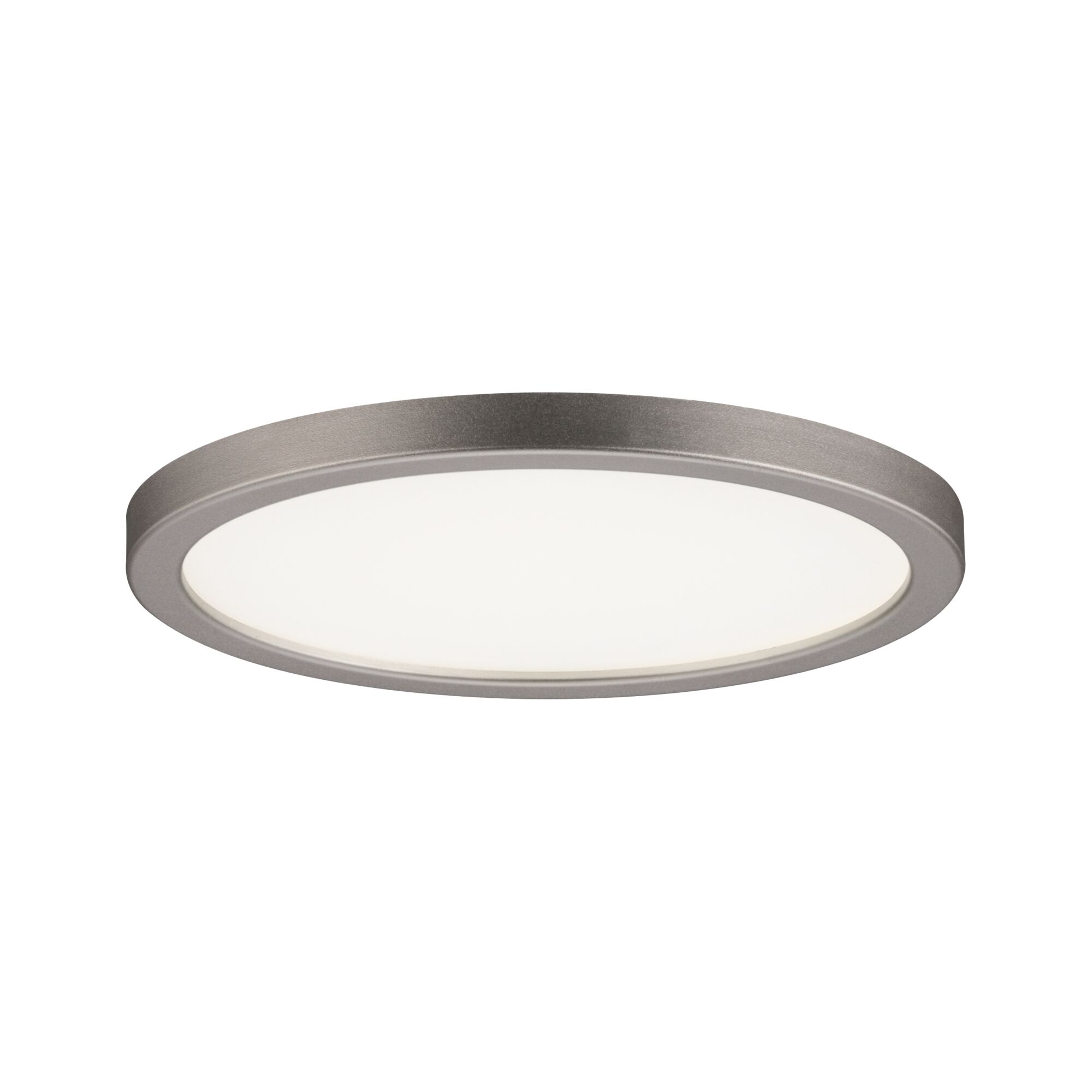 Rundes LED-Deckenlicht mit silbernem Aluminiumrahmen und weißem Diffusor für moderne Raumbeleuchtung