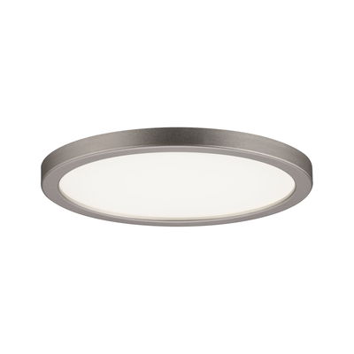 Rundes LED-Deckenlicht mit silbernem Aluminiumrahmen und weißem Diffusor für moderne Raumbeleuchtung