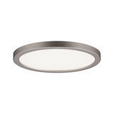 Plafonnier LED rond avec cadre en aluminium argenté et diffuseur blanc pour éclairage moderne