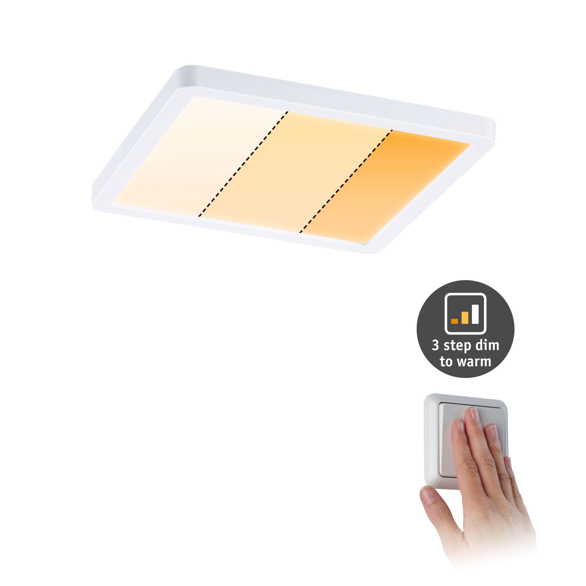 VariFit LED Recessed panel Dim to Warm Areo IP44 square 175x175mm 13W 1200lm 3 Step Dim to warm Matt white dimmable