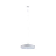 Modern white metal pendant light with round shade for stylish indoor lighting