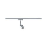 Spot LED moderne en métal argenté sur rail pour un éclairage d’intérieur flexible