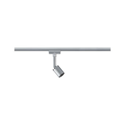 Spot LED moderne en métal argenté sur rail pour un éclairage d’intérieur flexible