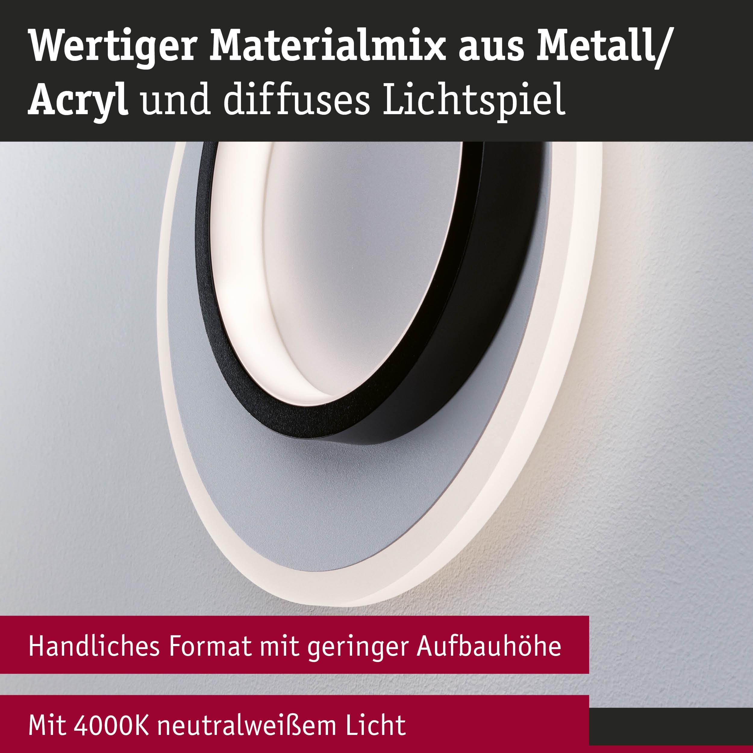Moderne Wandlampe aus Metall und Acryl in Weiß mit 4000K neutralweißem Licht und diffusem Lichtspiel