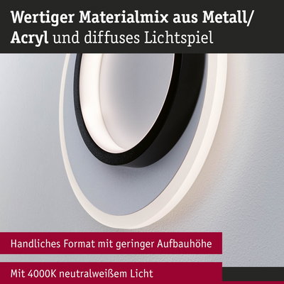 Moderne Wandlampe aus Metall und Acryl in Weiß mit 4000K neutralweißem Licht und diffusem Lichtspiel