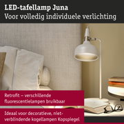 Witte LED-tafellamp Juna met metalen verstelbare kap voor persoonlijke verlichting in woonkamer