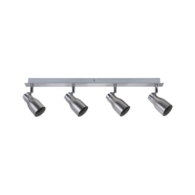 Four-light LED ceiling spotlight in brushed silver stainless steel for modern home lighting