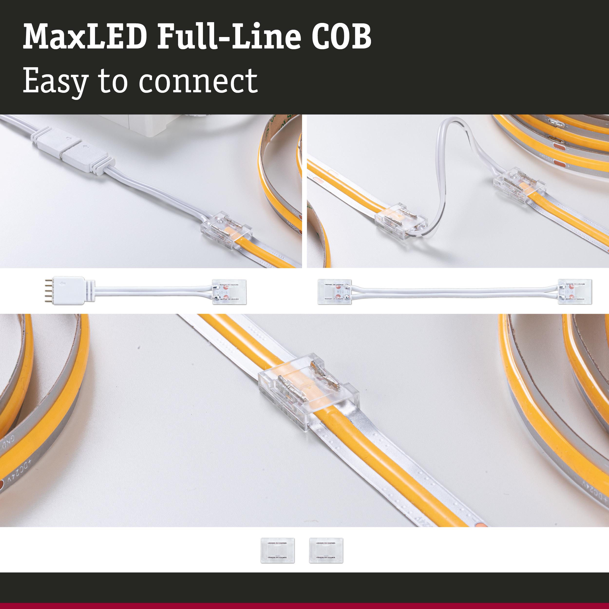 MaxLED Full-Line COB LED-Streifen mit transparentem Steckverbinder und gelber Lichtleiste, einfach zu verbinden