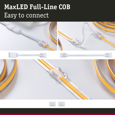 MaxLED Full-Line COB LED-Streifen mit transparentem Steckverbinder und gelber Lichtleiste, einfach zu verbinden