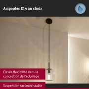 Suspension moderne en verre transparent avec câble noir pour un éclairage flexible à domicile