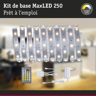 Kit bande LED MaxLED 250 avec télécommande et alimentation, lumière blanche réglable pour intérieur