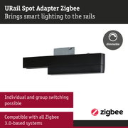 Black URail Spot Adapter Zigbee plastic dimmable device for smart rail lighting systems