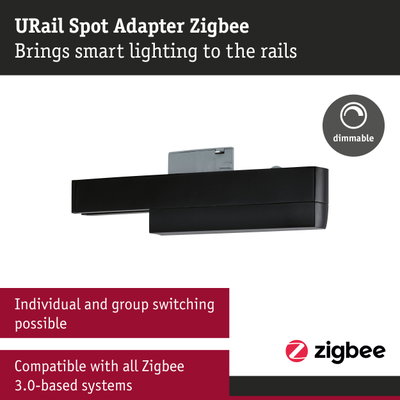 Black URail Spot Adapter Zigbee plastic dimmable device for smart rail lighting systems