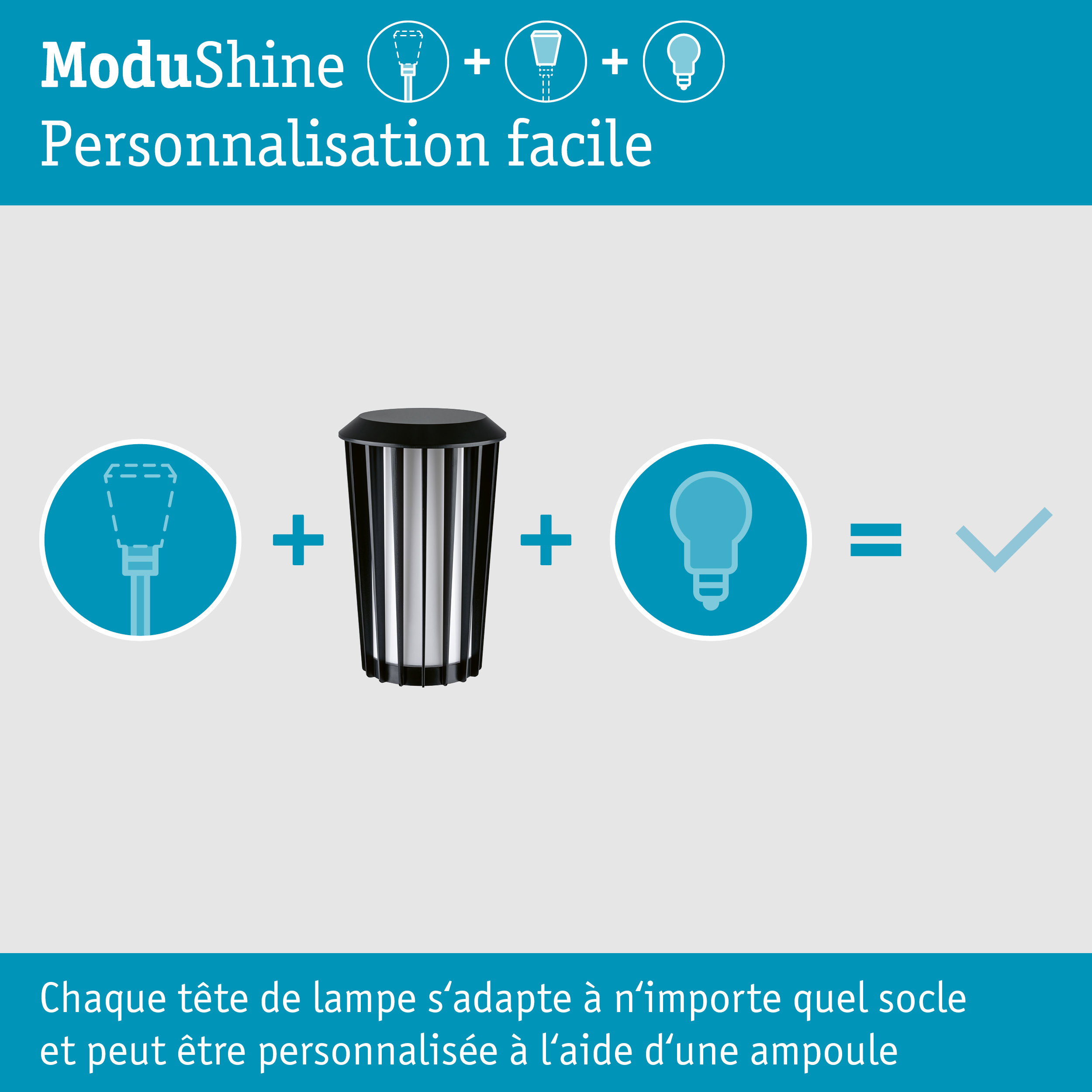 ModuShine Abat-jour Trivana IP44 cylindrique Anthracite