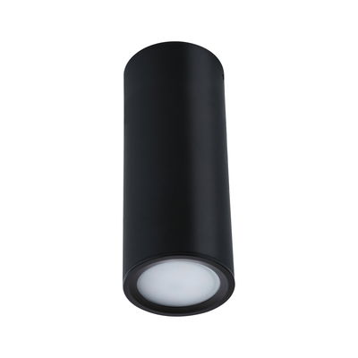 Plafonnier cylindrique noir en métal avec diffuseur mat pour éclairage intérieur moderne