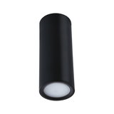 Black cylindrical metal ceiling light with matte diffuser for modern indoor lighting