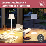 Lampe de table LED blanche en métal pour usage intérieur et extérieur avec protection IP44