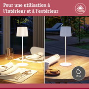 Lampe de table blanche avec indice IP44 pour usage intérieur et extérieur, éclairage maison et jardin