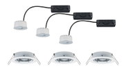 Trois spots encastrés LED blancs avec cadre métallique et trois drivers LED assortis pour éclairage intérieur
