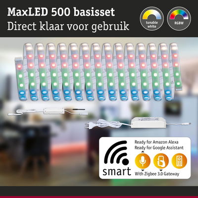 MaxLED 500 LED-strip set met RGBW en instelbaar wit, slimme bediening via Zigbee 3.0 gateway voor verlichting