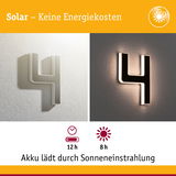Solarbetriebene LED-Wandleuchte in Form der Zahl 4 mit Akku und 8 Stunden Leuchtdauer