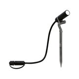 Zwarte metalen LED-tuinschijnwerper met grondpin en waterdichte kabel voor buitenverlichting