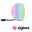 Plug & Shine LED-lichtobject Smart Home Zigbee 3.0 Globe IP65 RGBW+ 2,9W Wit Ronde LED-lamp met kleurverloop en zwarte kabel, compatibel met Zigbee smart home systeem.