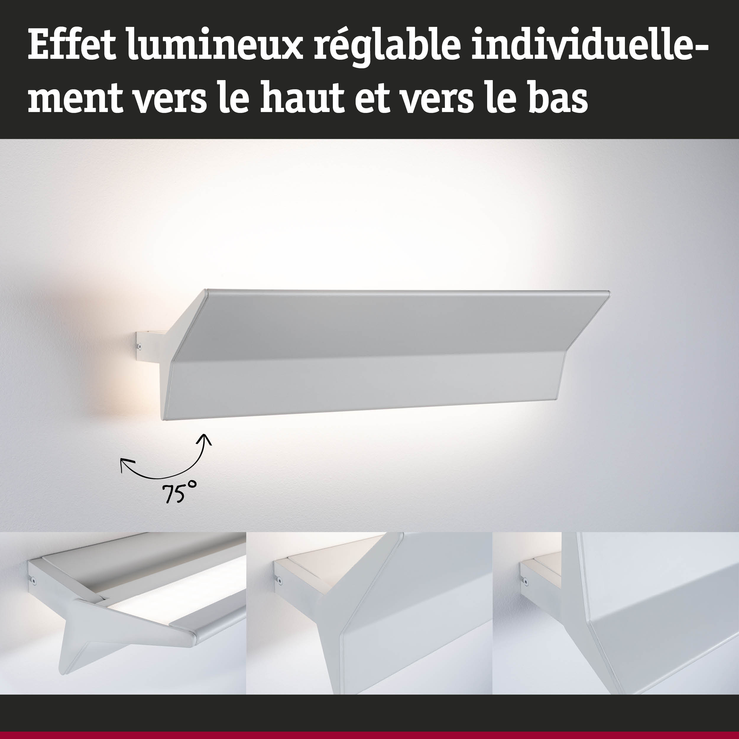 Applique murale LED blanche en métal réglable avec éclairage dimmable vers le haut et le bas
