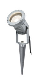 Silberner LED-Gartenstrahler aus Aluminium mit Erdspieß für Außenbeleuchtung und Gartenlicht