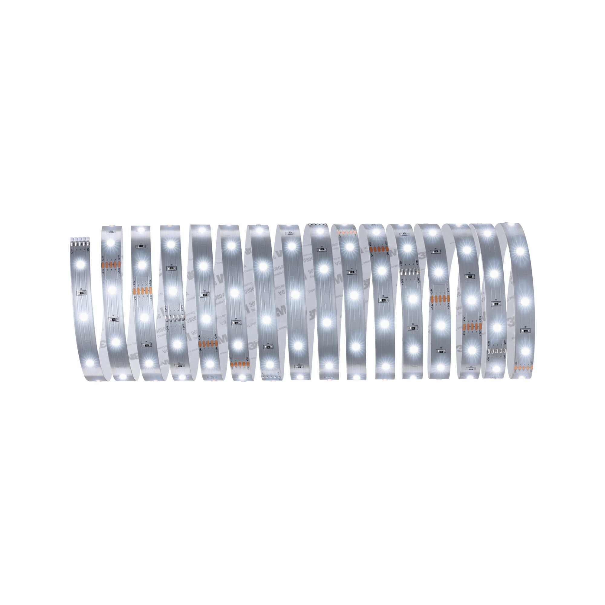 Flexible white LED strip light with adhesive backing for versatile lighting applications and decoration