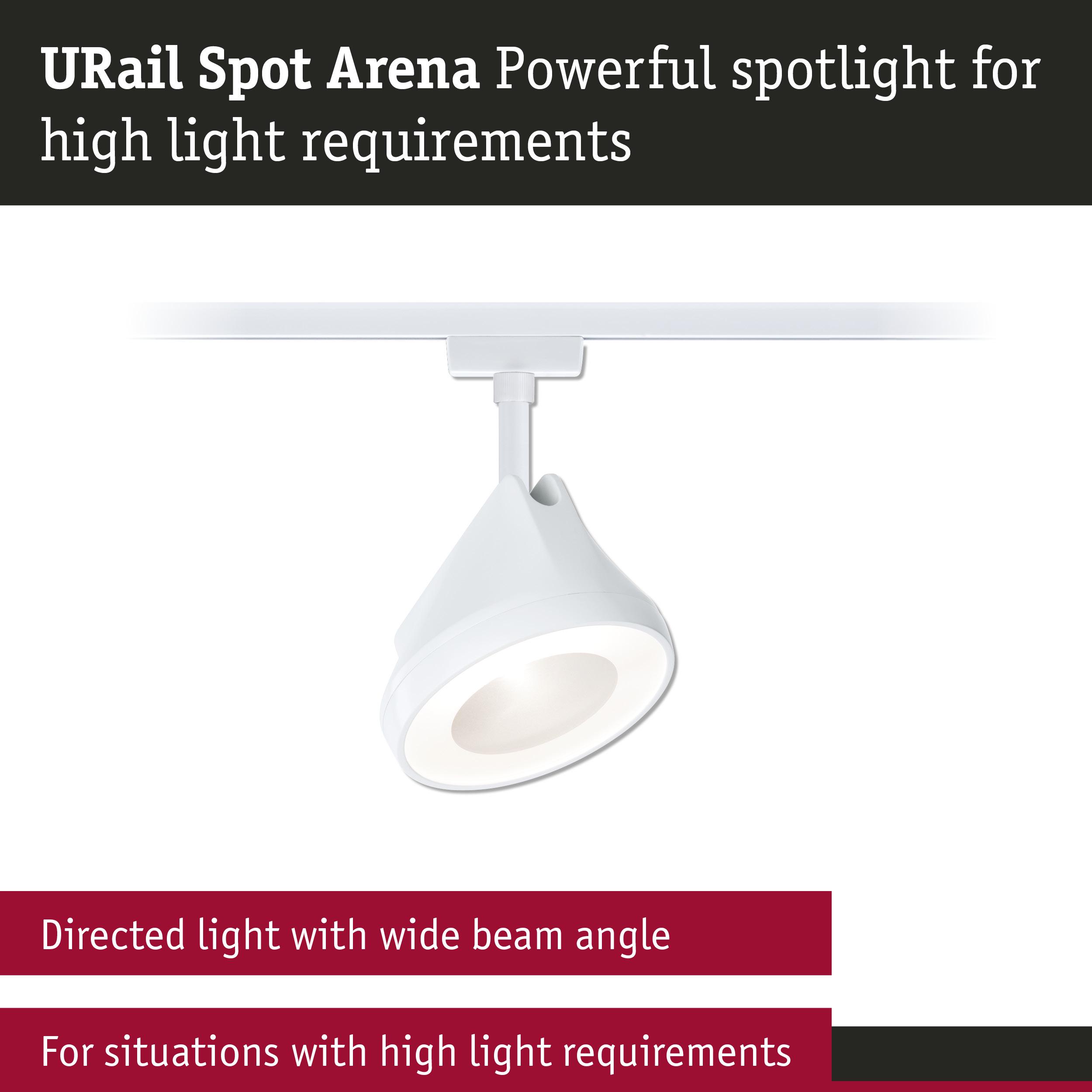 White URail Spot Arena LED spotlight with wide beam angle for high light requirements