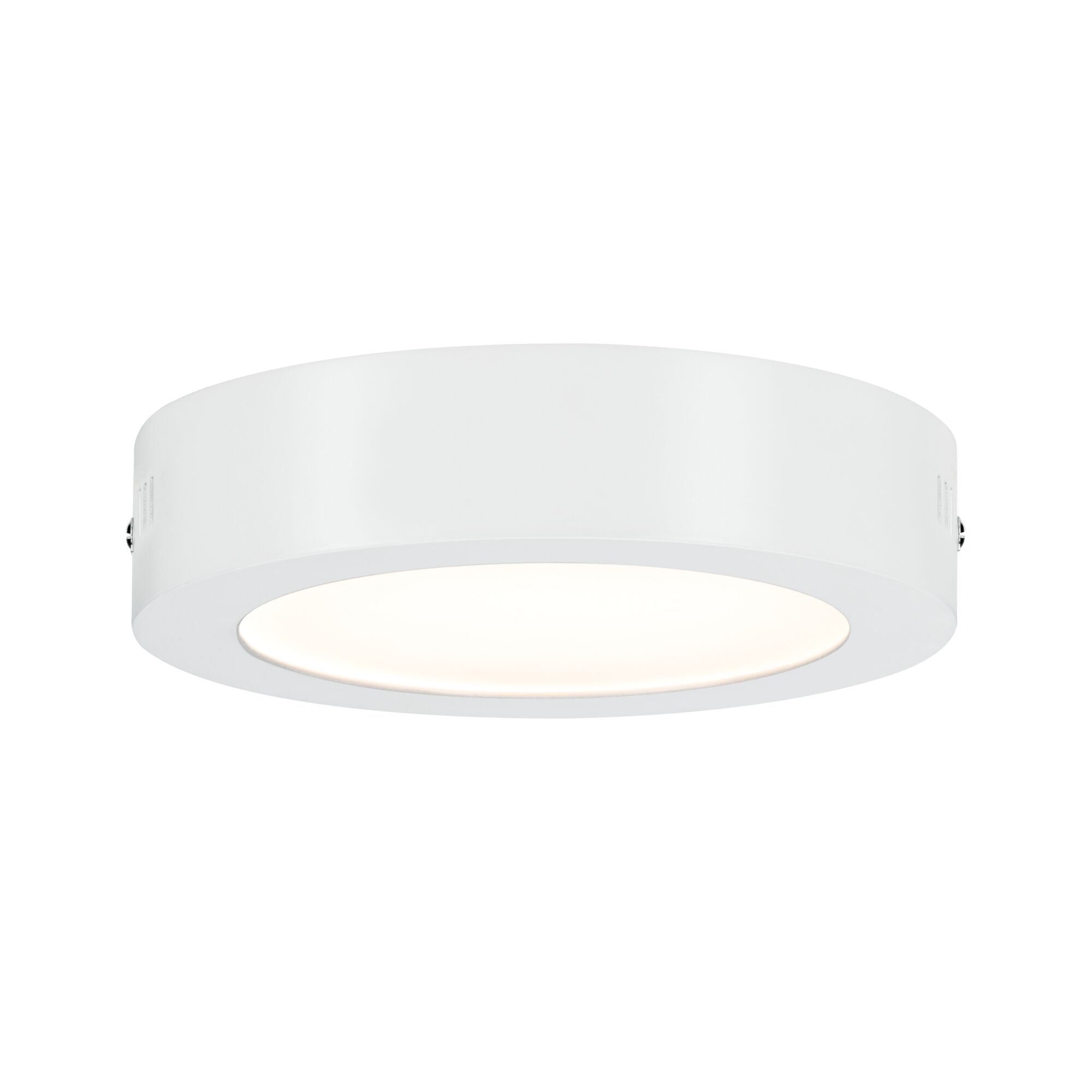 Rund hvid LED-loftlampe i metal med varmt hvidt lys til moderne rum