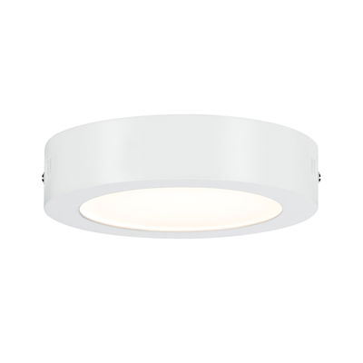 Rund hvid LED-loftlampe i metal med varmt hvidt lys til moderne rum