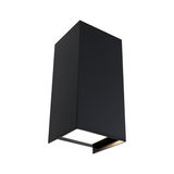 Applique murale extérieure rectangulaire noire en métal avec éclairage vers le bas pour jardin et terrasse